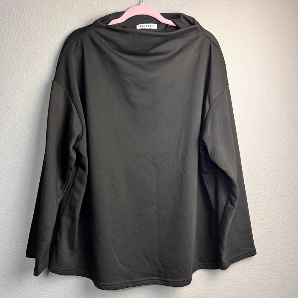 UOOZEE Black Boat Neck Long Sleeve Relaxed Fit Oversized‎ Boxy Top Lg Whimsigoth